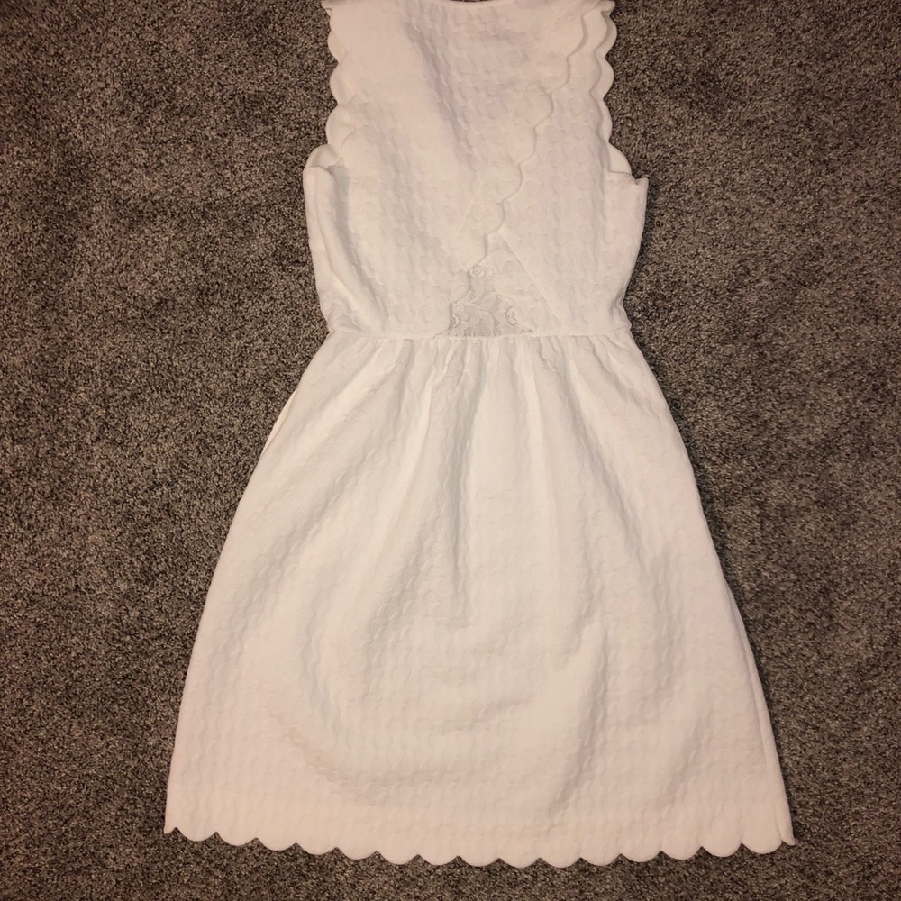 White scalloped sun dress.